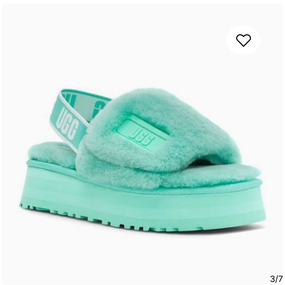 UGG Women's Fluffy Green Slippers